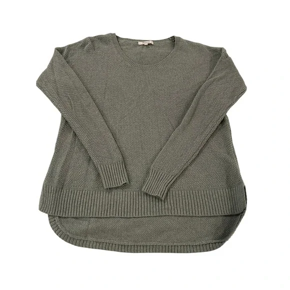 00127 - Madewell Off Grey-Green Waffle Knit High-Low Pullover Sweater S - Picture 1 of 11